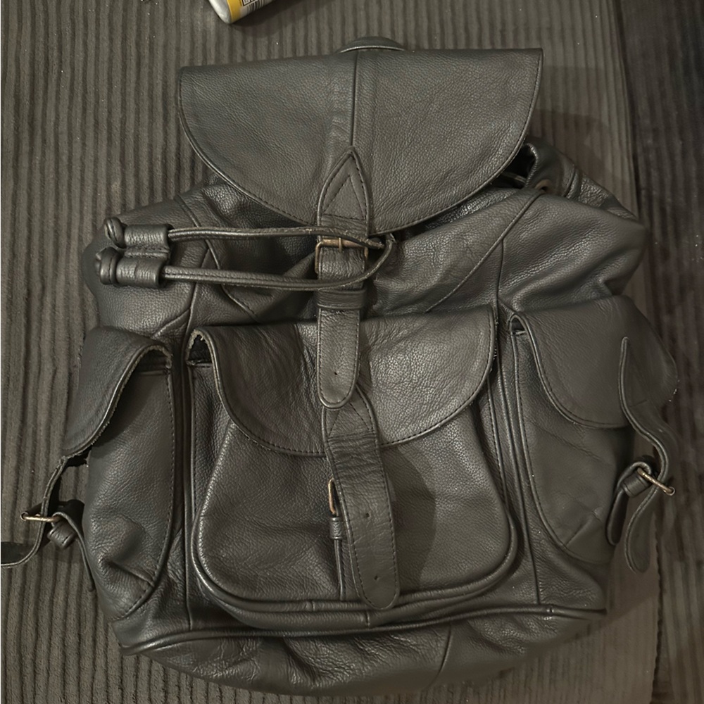 Black Leather Backpack